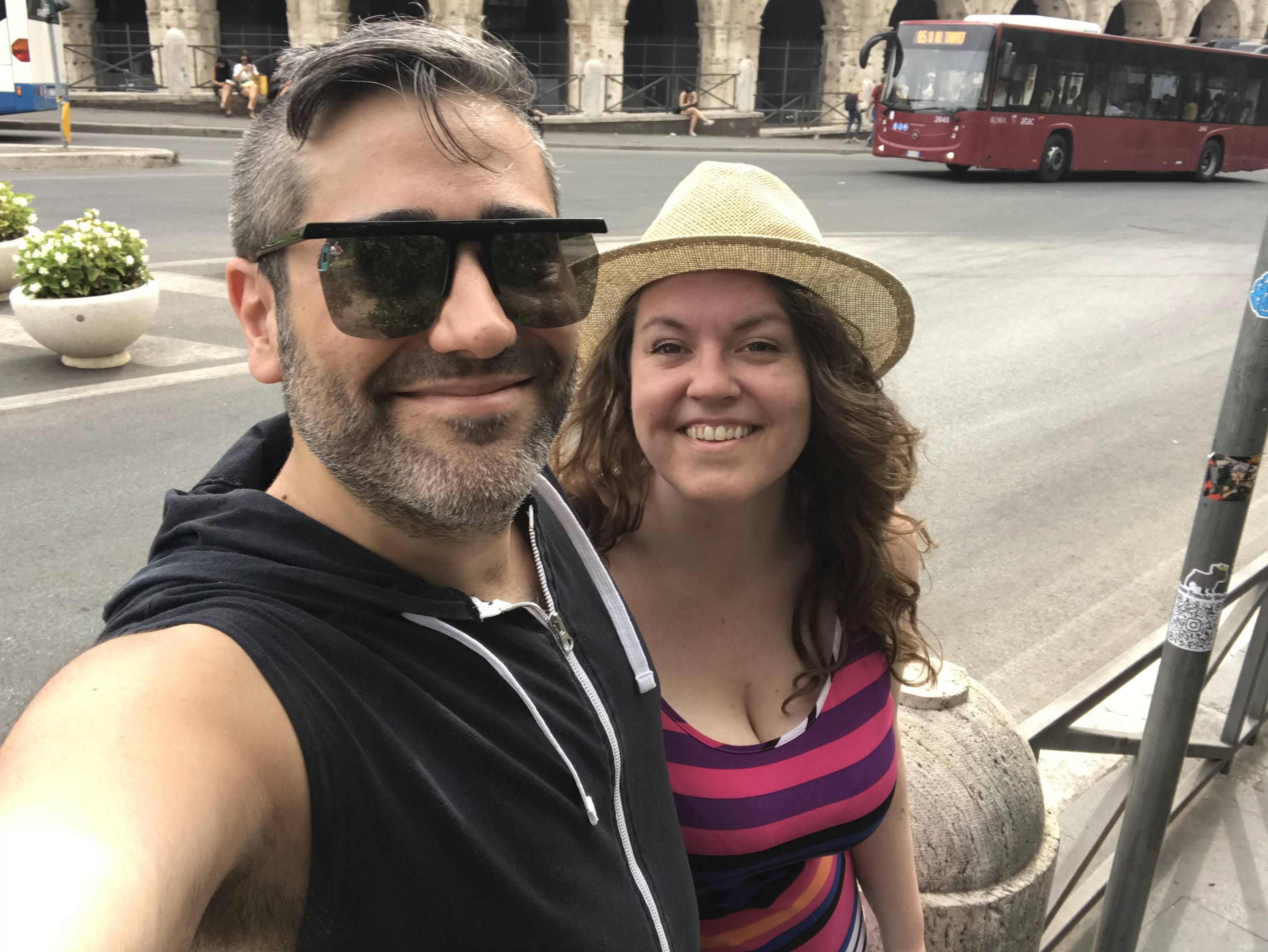 Andy and Steph in front of the Colosseum in Rome, Summer 2022
